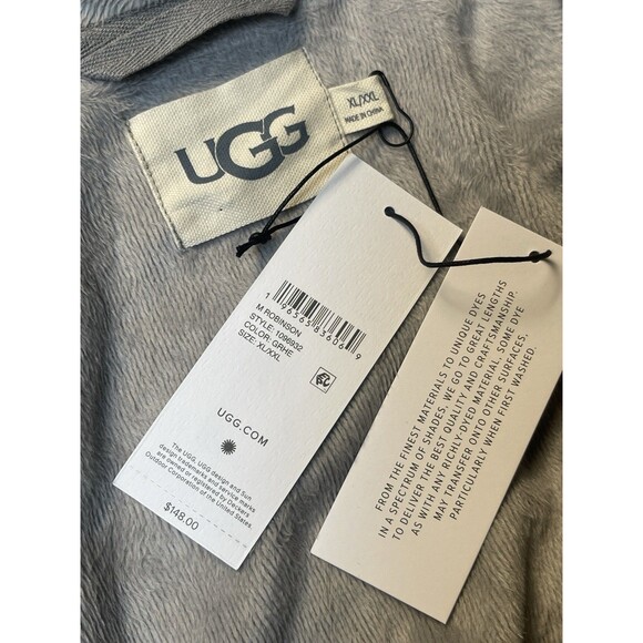 UGG‎ Robinson Men's Size XL/XXL Grey Heather Robe Cotton Fleece 1096932 NEW - Picture 8 of 9